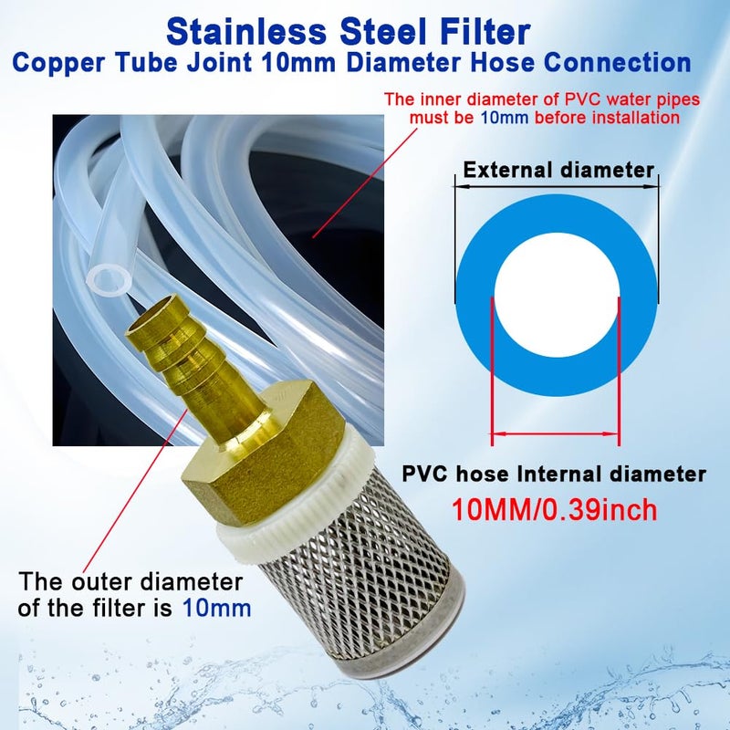AIMCOCO Store 10mm Inline Strainers Filter Copper Tube Joint 10mm Diameter Hose Connection, Garden, Swimming Pool, Fish Tank Hose Filter, Suction Strainers Used to Remove Debris and Reduce Solid Entry - Image 3